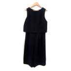 エルフォーブル オールインワン コンビネゾン ノースリーブ ガウチョパンツ ワイドパンツ 七分丈 36 S 紺 ネイビー /SY4 レディース