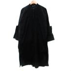 ザラ ZARA シャツワンピース ロング丈 長袖 バンドカラー XS 小さいサイズ 黒 ブラック /SM26 レディース