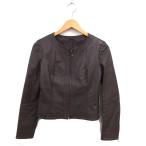 アナイ ANAYI レザー ジャケット アウター 総裏地 ジップアップ クロップド 38 茶 ブラウン /NT21 レディース
