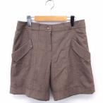  Trussardi TRUSSARDI брюки Short roll выше одноцветный простой шерсть 40 Brown чай /FT29 женский 