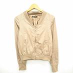 Lover’s Paints ジャケット アウター MA-1風 ジップアップ リブ シンプル 長袖 M ベージュ 薄茶 /MT9 レディース