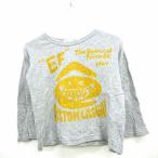 easyfreak 子供服 ベビー Tシャツ カットソー ロゴプリント 丸首 長袖 コットン 綿 90 グレー イエロー 灰 黄 /MT20 キッズ