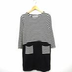 アーバンリサーチ サニーレーベル URBAN RESEARCH Sonny Label ワンピース ボーダー 配色 丸首 ひざ丈 長袖 コットン 綿 F 白 黒 /MT