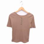 グローバルワーク GLOBAL WORK カットソー Tシャツ ヘンリーネック 綿 コットン 半袖 M ベージュ 茶 /TT14 レディース