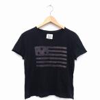ゾーカーセン ZOE KARSSEN Tシャツ カットソー 丸首 半袖 綿混 プリント アメリカ国旗 S ブラック 黒 /HT24 メンズ
