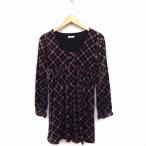  L'Est Rose L'EST ROSE проверка flair One-piece колено длина длинный рукав U шея 2 розовый черный чёрный /FT22 женский 