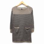  мармешлоу Crown marshmallow crown вязаный One-piece A линия колени длина длинный рукав круглый вырез окантовка рисунок лента ламе . ребра M чай /HT18 женский 