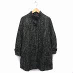 man-kaMANOUQUA пальто внешний воротник-стойка твид шерсть tuck 38 чёрный черный /NT15 женский 