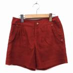  Queens Court QUEENS COURT брюки широкий Short поддельный замша tuck Zip fly 1 красный Brown /NT34 женский 