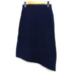 ザラ ZARA ニット スカート アシンメトリー Aライン ロング ローゲージ 切替 シンプル S ネイビー 紺 /HT5 レディース
