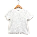 グローバルワーク GLOBAL WORK レース カットソー Tシャツ 半袖 丸首 M ホワイト 白 /FT38 レディース