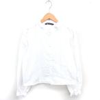 ショッピングzara ザラ ZARA シャツ ブラウス フリルカラー 刺? 薄手 綿 コットン 長袖 L ホワイト 白 /TT レディース
