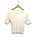 グローバルワーク GLOBAL WORK メロウ TEE カットソー リブ 半袖 配色ステッチ L オフホワイト 白 /FT20 レディース