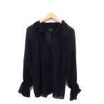 アルディーノアール HARDY NOIR シアー ブラウス プリーツ リボン ゆったり ラグランスリーブ 長袖 黒 ブラック /NT4 レディース