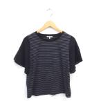 グローバルワーク GLOBAL WORK カットソー Tシャツ ボーダー ボートネック 切り替え 半袖 M ブラック グレー /TT レディース