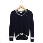  Munsingwear одежда MUNSINGWEAR внутренний стандартный товар Chill ten вязаный свитер V шея кабель плетеный шерсть . одежда для гольфа M темно-синий /FT39 женский 