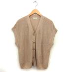 ロペ ROPE リネン サマーニット カーディガン リブ ワイド 半袖 38 ベージュ /NT22 レディース
