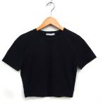 ザラ ZARA クルーネック カットソー Tシャツ クロップド コットン 綿 無地 半袖 M 黒 ブラック /NT8 レディース