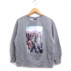 ショッピングzara ザラ ZARA プリント スウェット トレーナー 裏起毛 コットン 綿 L グレー 灰 /FT36 レディース