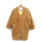  Ined INED боа с хлопком пальто длинный V шея .... Zip выше стеганое полотно 11 Camel /NT3 женский 