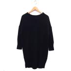 ヴェルメイユ パー イエナ VERMEIL par iena ニット ゆったり ワンピース ひざ丈 バックロング ウール リブ 長袖 黒 ブラック /NT3