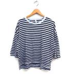 ショッピングprit プリット prit ボーダー柄 Tシャツ カットソー 7分袖 丸首コットン 綿 ブラック 黒 /FT33 レディース