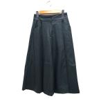 ザラ ZARA レザーライク タック フレアスカート ロング丈 無地 XS ディープグリーン 深緑 /FT5 レディース