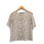 ショッピングzara ザラ ベーシック ZARA BASIC ブラウス シャツ 半袖 リーフ柄 ベージュ /KT27 レディース