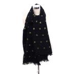 ショッピングzara ザラ ZARA 大判 ショール ストール 星柄 フリンジ M ブラック 黒 /FT1 レディース