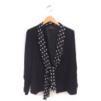 ショッピングzara ザラ ベーシック ZARA BASIC ジャケット ボウタイ アウター 肩パッド 水玉 ドット 総裏地 L 黒 ブラック /TT レディース