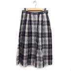 マッキントッシュフィロソフィー MACKINTOSH PHILOSOPHY チェック タック フレアスカート ロング丈 リネン 麻 38 ブラック 黒 ベージュ /FT
