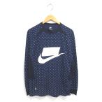 ナイキ NIKE 国内正規品 NSW Tシャツ カットソー ドット 丸首 薄手 ラグランスリーブ 長袖 Ｌ ネイビー 紺 /TT メンズ