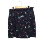 アンテプリマ ANTEPRIMA フラワープリント タック タイトスカート ミニ 42 ブラック 黒 /FT8 レディース