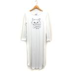 ジェラートピケ gelato pique 部屋着 ルームウエア キャット プリント ワンピース 長袖 ロング F ホワイト 白 /FT26 レディース