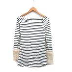 スナイデル SNIDEL カットソー Tシャツ 長袖 アクリルファー ボーダー F ホワイト 白 /KT27 レディース