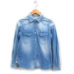 ショッピングウエスタン スローブ イエナ SLOBE IENA  デニム シャツ ウエスタン シャツ 長袖 色あせ加工 コットン 綿 ブルー 青 /FT37 レディース