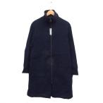 未使用品 コムサ COMME CA タグ付き ナイロン ロング コート アウター スタンドカラー 無地 11 ネイビー 紺 /FT45 レディース