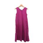 ユニクロ UNIQLO ワンピース ロング ノースリーブ Vネック コットン シンプル M パープル 紫 /KT23 レディース