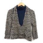 エル ELLE マタニティウェア ボーダー ニット カットソー 授乳口 ハイネック ウール混 長袖 M〜L ベージュ /NT23 レディース