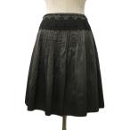 アンテプリマ ANTEPRIMA スカート フレア プリーツ ひざ丈 レース 光沢 シルク 無地 38 茶 ブラウン レディース