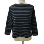 神戸レタス Kobe Lettuce カットソー プルオーバー ボートネック ボーダー 長袖 M 黒 グレー ブラック レディース