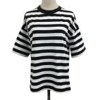 グローバルワーク GLOBAL WORK カットソー Tシャツ クルーネック ボーダー 半袖 L 黒 白 ブラック ホワイト レディース