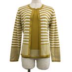  Comme Ca Ism ансамбль вязаный кардиган свитер с длинным рукавом тянуть over вырез лодочкой окантовка короткий рукав M желтый белый желтый белый 