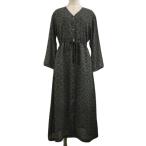 ショッピングシャツワンピ カスタネ Kastane ワンピース シャツワンピ Aライン ロング リボン ペーズリー 総柄 長袖 F グレー 青 ブルー レディース