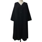 ジュノア JUNOAH ワンピース シャツワンピ Aライン フレア ロング オーバーサイズ 無地 長袖 1 黒 ブラック レディース