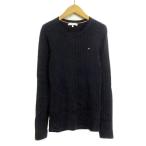 ショッピングHILFIGER トミーヒルフィガー TOMMY HILFIGER セーター ニット ケーブル編み コットン M 国内正規 紺 ネイビー メンズ