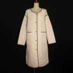 RyuRyuryuryu распределение цвета трубчатая обводка длинный стеганый пальто L слоновая кость женский 