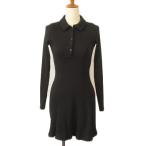 ザラ ZARA ワンピース リブニット フレア コットン S 黒 ブラック レディース