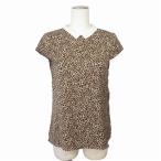 ザラ トラファルック ZARA Trafaluc ブラウス レオパード ヒョウ柄 後ろボタン フレンチスリーブ XS 茶 レディース