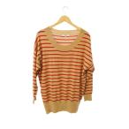 ナチュラルビューティーベーシック NATURAL BEAUTY BASIC チュニック ウール混 ボーダー 長袖 M 茶 ブラウン /MK38 レディース【中古】【ベクトル 古着】
